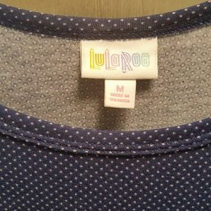 EUC Lularoe Blue/ Pale Pink Polka Dot Medium Carl